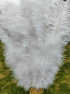 Handheld Big White Ostrich Feather Fan 100CM 130CM Feathers for Carnival Stage Performance Belly Dance 13 Bone Crafts Fan