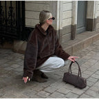 Mueyeruho Women's Faux Mink Fur Sweatshirt - Warm Brown Pullover
