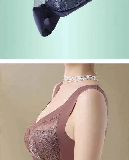 L-6L Women Large Bra Push Up Ice Silk Seamless Upper Bralette Lace Wireless Summer Bras Top Lingerie Underwear Brasieres Mujeres