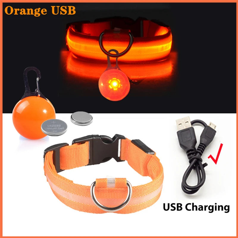 Usb Charging Glowing Dog Collar With Pendant Detachable Luxury Led Light Bright For Small Dogs Cat Night Safety Collar Wholesale SS69 9.69 Orange USB / XS Neck 28-38 CM / CHINA