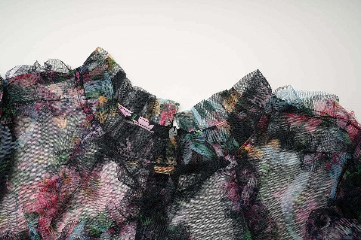 JAMERARY Fashion Floral Print Long Sleeve Maxi Dress For Women Summer Autumn Clothes Layers Ruffles Cake Dresses Evening SS69