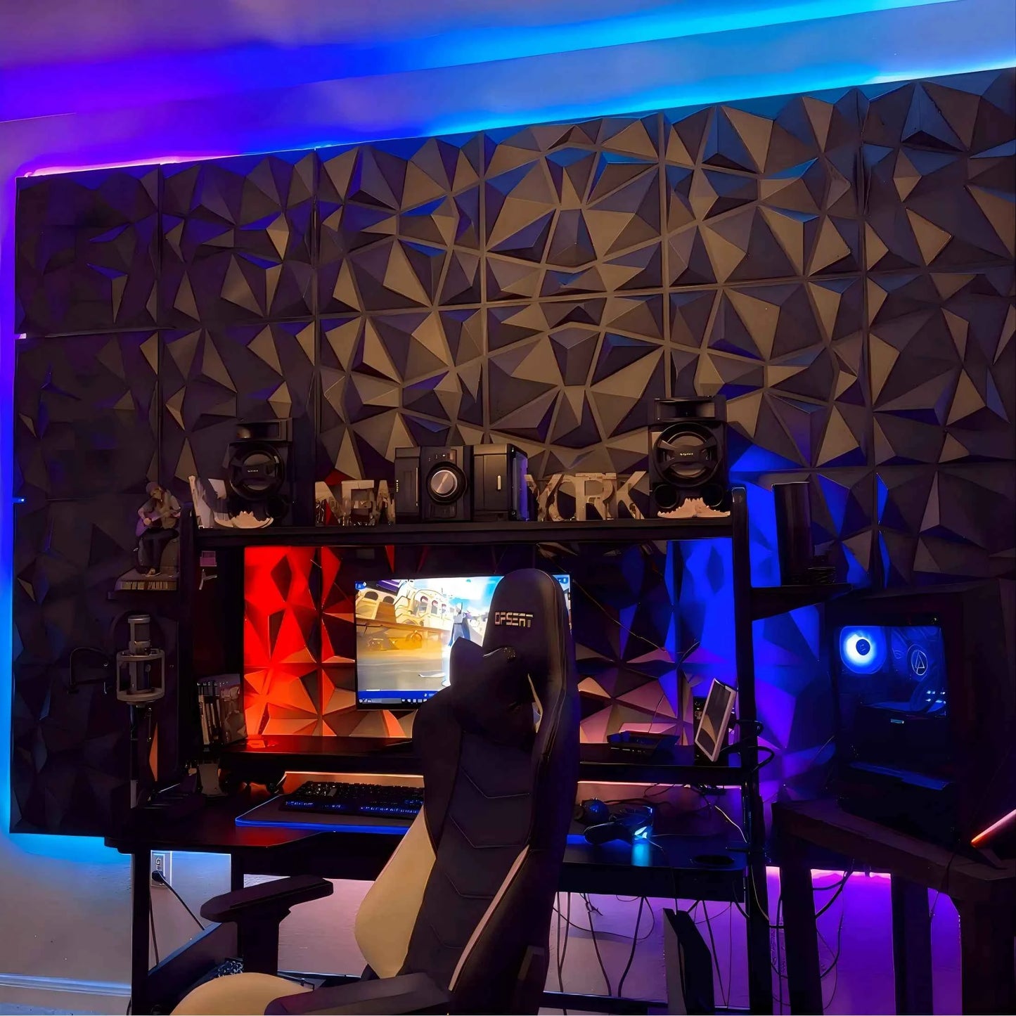 20PCS 3D Wall Panels 30x30cm Indoor Wall Decoration for Living Room Bedroom Hotel Office  Mural Tile-Panel-Mold 3D Wall Sticker