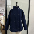 Fashion Short Woolen Coat For Women Stand Collar Full Sleeve Loose Zipper Jacket Female 2025 Spring Autumn Solid Lady Outwear