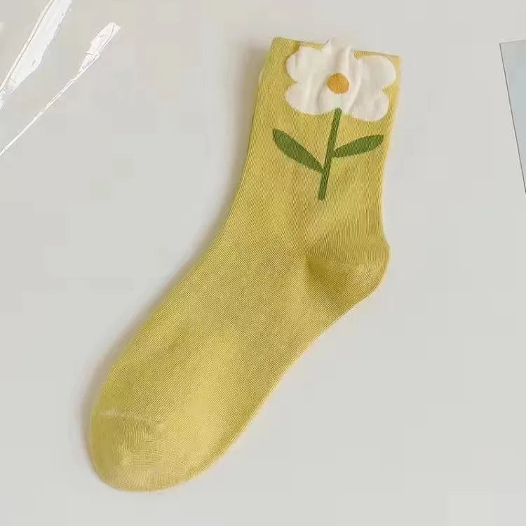 Fashion Harajuku Retro Floral Vintage Socks Woman Novelty Ethnic Elegant Cotton Casual Breathable Ladies Girls Dress Sox Autumn SS69 8.69 LYYZ11H3 / 35 - 40
