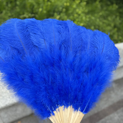 Handheld Big White Ostrich Feather Fan 100CM 130CM Feathers for Carnival Stage Performance Belly Dance 13 Bone Crafts Fan