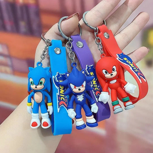 Sonic The Hedgehog Keychain Cartoon Anime Backpack Pendant Car Keyring Kawaii Key Chain Decor Accessories Toy Kids Birthday Gift SS69