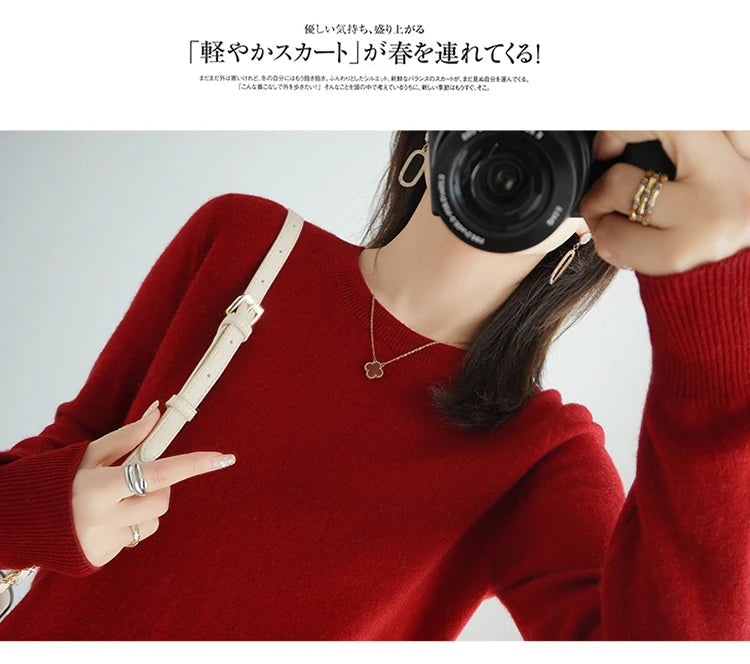 Autumn And Winter Cashmere Sweater Women's Crew Neck Pullover Casual Knitted Top Women's Short Undercoat Fashion 18 Colors SS69