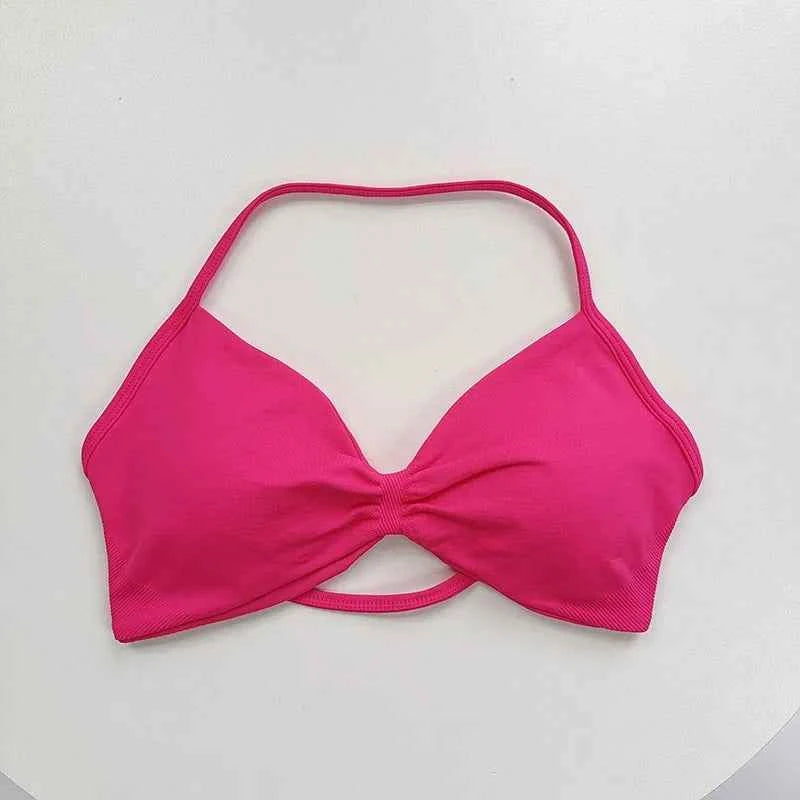 Women's High-Support Lace-Up Sports Bra - Thin-Strap Camisole, Seamless, Tight-Fit for Push-Up Training & Yoga, Gym Top