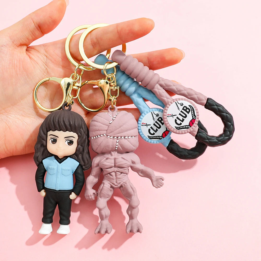 2026 New Fashion Bag Accessories The Horror TV Keychain Mike Will Demogorgon With Strings Rope For Female Children Birthday Gift
