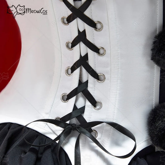 MEOWCOS Women's Gothic Halloween Costume Set, Black and White Corset Outfit