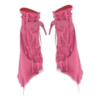 SS69 Y2K Grunge Thigh High Leg Warmers - Long Baggy Polyester Boot Cuffs