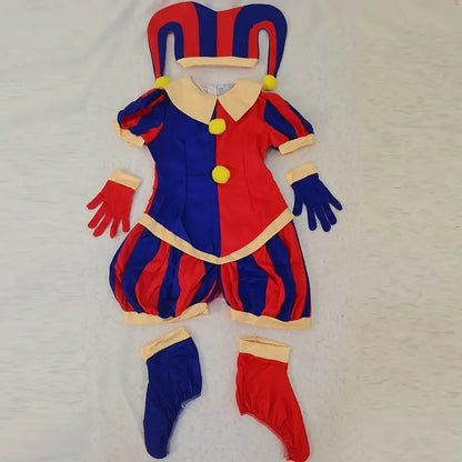 HOMCHEE TRENDS Pomni Cosplay Costume Set with Hat Gloves and Jumpsuit