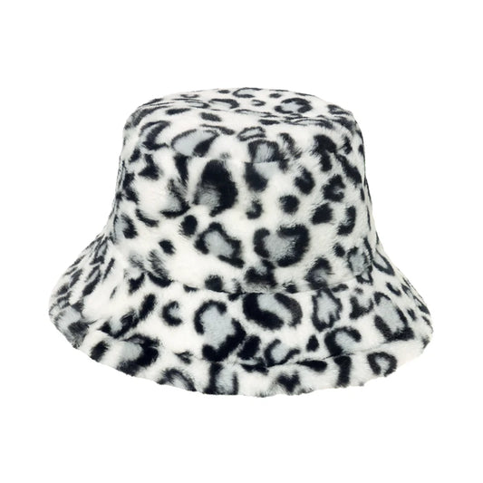 Winter Bucket Hat Women's Fashion Leopard Panama Warm Hats Female Vintage Faux Fur Fisherman Cap Hats For Women Dropshipping