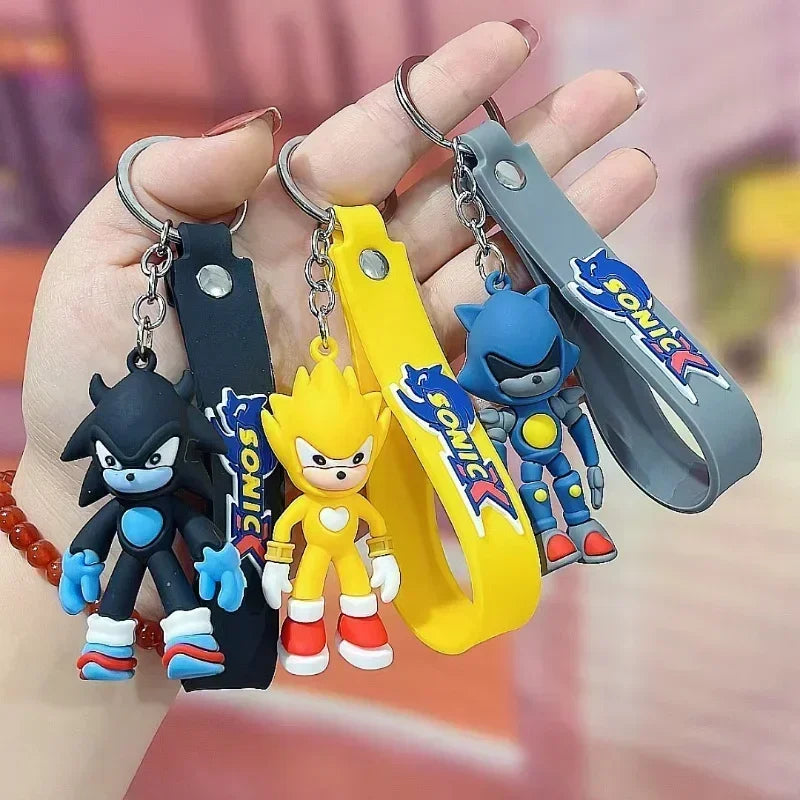 Sonic The Hedgehog Keychain Cartoon Anime Backpack Pendant Car Keyring Kawaii Key Chain Decor Accessories Toy Kids Birthday Gift SS69