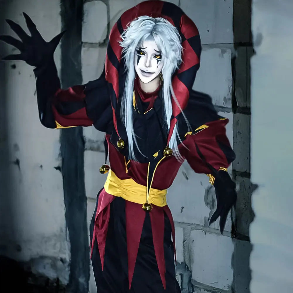 Circus Pierrot Harlequin Clown Cosplay Costume Set for Adults