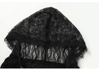 NO ROMANCE Fairy Sexy Punk Printing Half Transparent Lace Patch Knitted Long Sleeve Hooded Dresses Rock Gothic Design Vestidos SS69