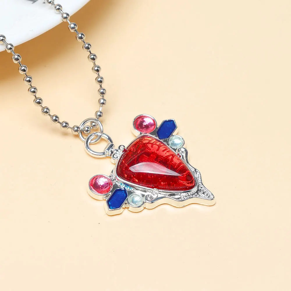 JoJo Bizarre Adventure Necklace Anime Joseph Joestar Necklaces Woman Fashion Red Ruby Stone Heart Necklace Cosplay Collier