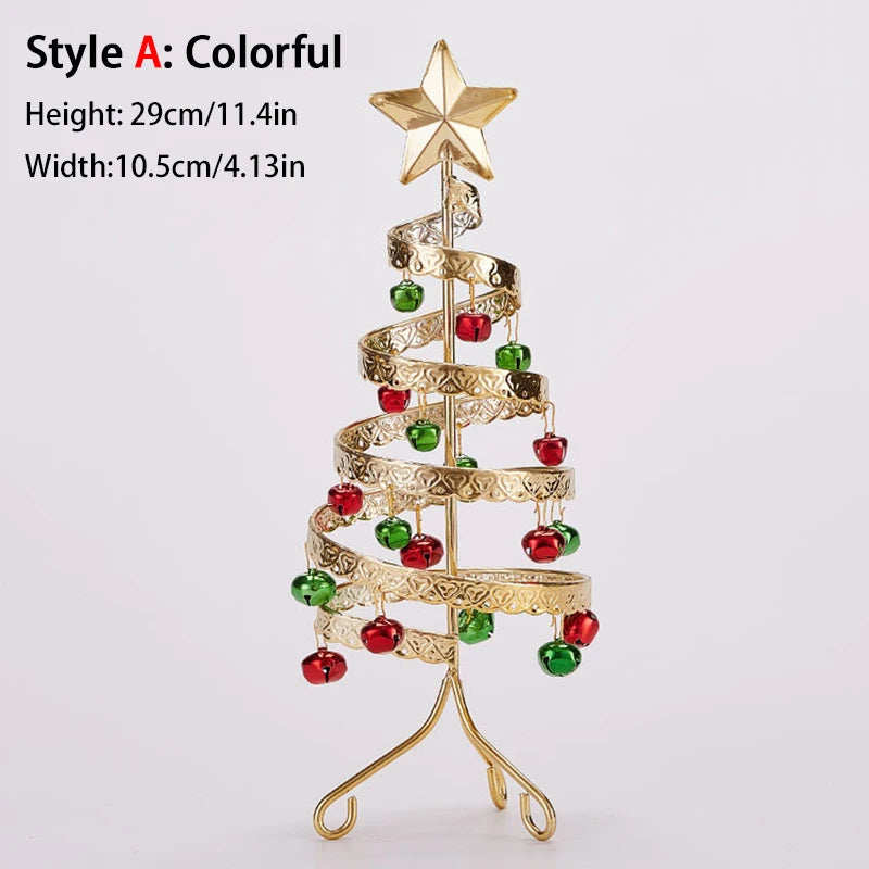 Iron Lace Christmas Tree Mini With Bell Star Desktop Ornament Ornament New Year Christmas Eve Gift Celebrate Party Xmas 2026
