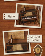 CUTEBEE DIY Book Nook Miniature Dollhouse Booknook with Touch Light Dust Cover Bookshelf Insert for Decor Gifts Secret Rhythm