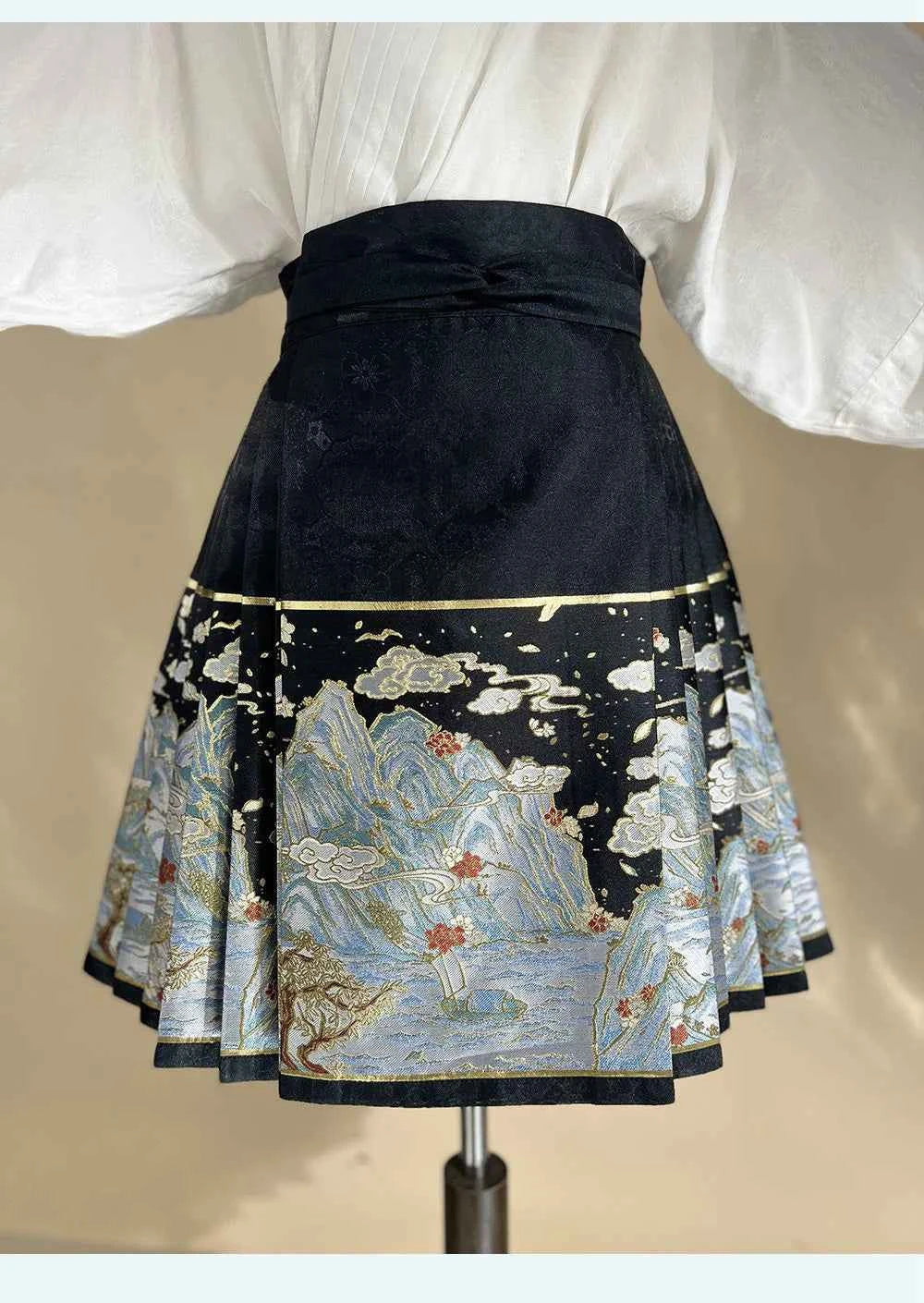 Summer New Short Horse Face Skirt White Short Set Retro Thickened Ming System Improved Han Element Chinese Style Tang Suit