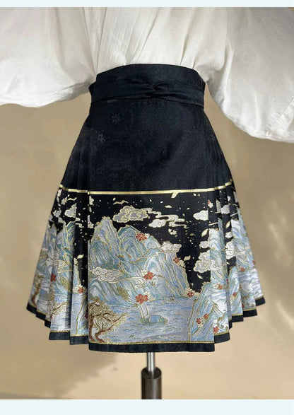 Summer New Short Horse Face Skirt White Short Set Retro Thickened Ming System Improved Han Element Chinese Style Tang Suit