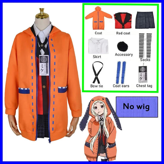 Anime Kakegurui Cosplay Costume Kirari Momobami Uniform Yumeko Sayaka Compulsive Gambler Japanese School Girl Pleated Skirt Suit SS69 84.69 custume 4 / XS（old） / Anime Kakegurui