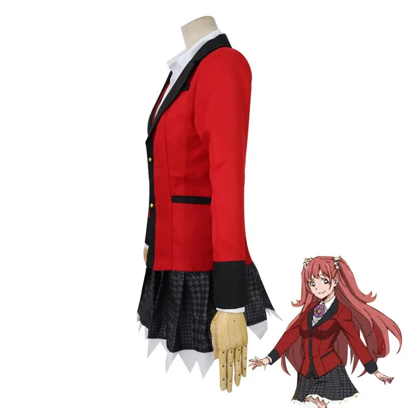 Anime Kakegurui Cosplay Costume Kirari Momobami Uniform Yumeko Sayaka Compulsive Gambler Japanese School Girl Pleated Skirt Suit SS69