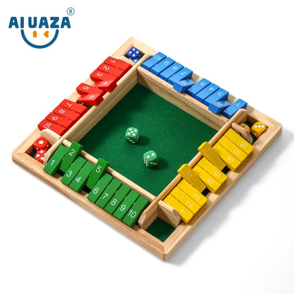 AIUAZA 1 Set Drinking Games, Wooden Board Game For 1-4 Players, Classic Family Game With 8pcs Dices, gaming gift SS69