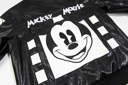 Disney American Cartoon Mickey Embroidery Leather Jacket Men Women Autumn Winter Loose Casual Jacket Fashion Trend Couples Coat SS69
