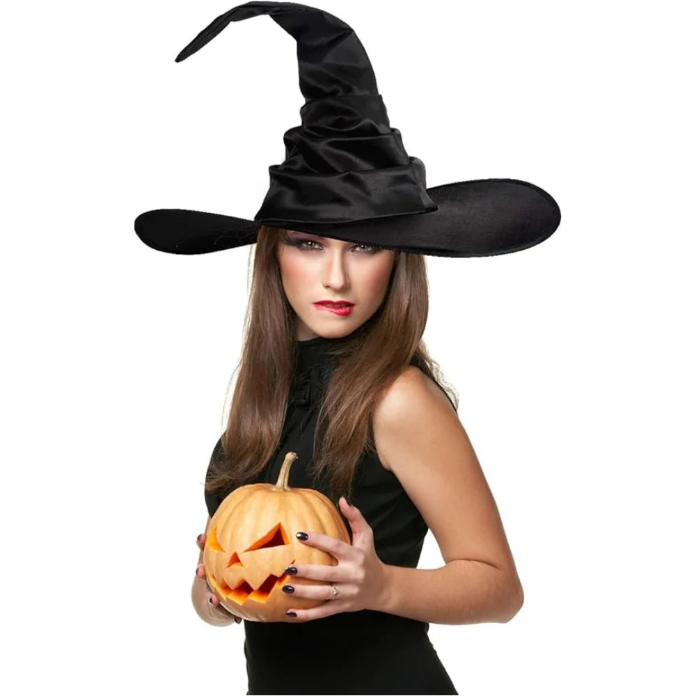 Halloween Folds Witch Wizard Black Hat Party Cosplay Costume Headgear Devil Cap Props Women Costume Accessory for Cosplay Party