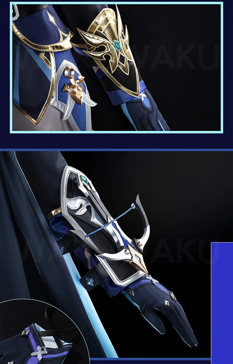 【Ready For Ship】Lohen Cosplay Costume Game Genshin Impact【S-2XL】WakuWaku-R Men Lohen Knights of Favonius Wig Plus Size