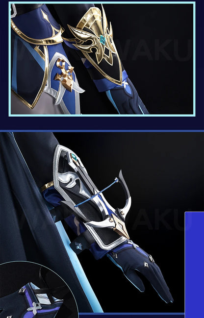 【Ready For Ship】Lohen Cosplay Costume Game Genshin Impact【S-2XL】WakuWaku-R Men Lohen Knights of Favonius Wig Plus Size