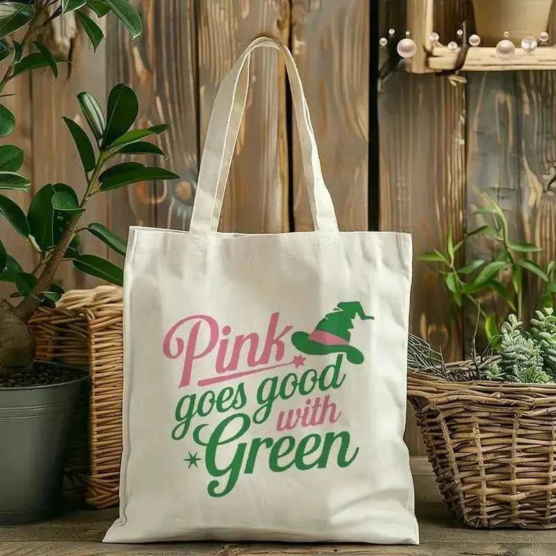 Wicked The Musical Inspired Black Tote Bag  Open-Top Shopper  Shoulder Bag for School, College, Travel & Gift-Giving