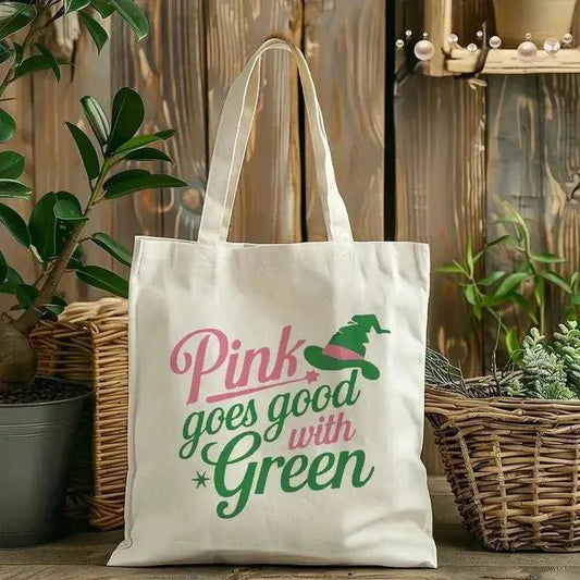 Wicked The Musical Inspired Black Tote Bag  Open-Top Shopper  Shoulder Bag for School, College, Travel & Gift-Giving