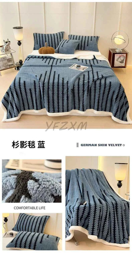 Thicken Warm Flannel Blanket Super Soft Fluffy Queen Blanket Single Double Size Cozy Skin-friendly Multifunctional Nap Blanket
