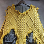 Nancylim Women's Vintage Denim Patchwork Knit Pullover