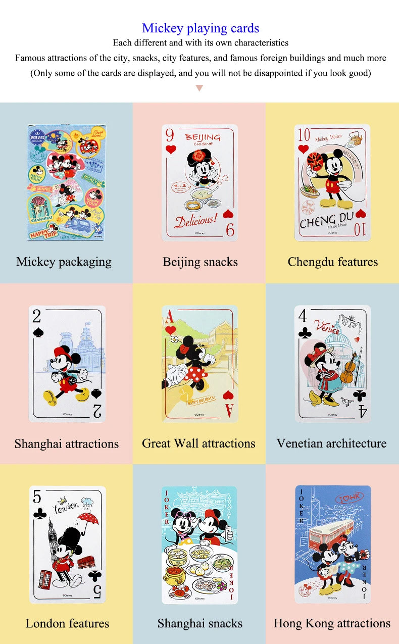 54Pcs/Box Disney Paper Playing Cards Mickey Avengers Frozen Anime Poker Cards Child Adult Desktop Games Toys - SS69