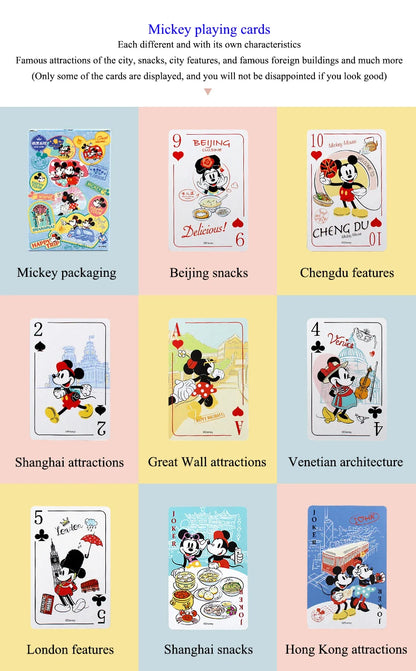 54Pcs/Box Disney Paper Playing Cards Mickey Avengers Frozen Anime Poker Cards Child Adult Desktop Games Toys - SS69