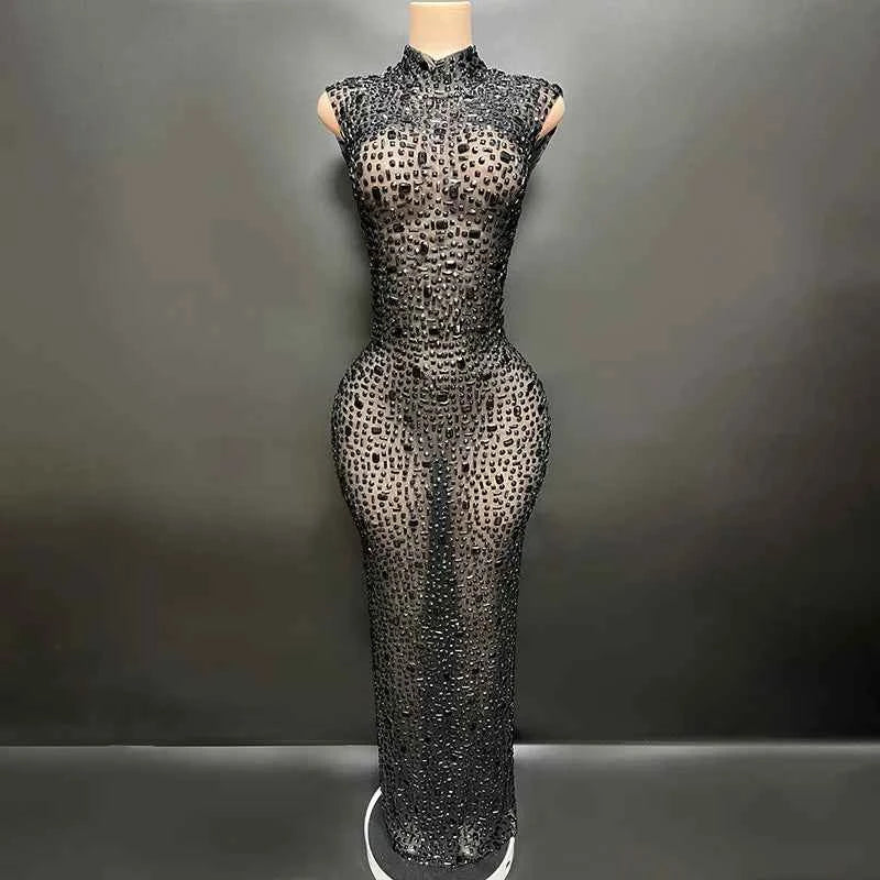 Elegant Luxury Crystal Party Dress Birthday Celebration Dress Bride Diamond Long Prom Dress Mother Formal Grand Party Dress