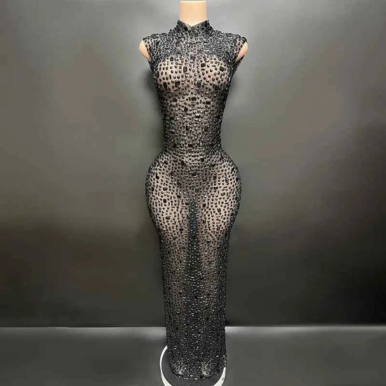 Elegant Luxury Crystal Party Dress Birthday Celebration Dress Bride Diamond Long Prom Dress Mother Formal Grand Party Dress