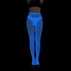 Women Glow in The Dark Fishnet Tight Rose Pattern Fishnet Tights Luminous Fishnet Halloween Party Festive Dress Up SS69