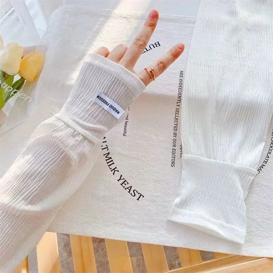 Ice silk sunscreen sleeves, solid color, simple Korean version, driving, cycling, sun shading, UV protection, summer