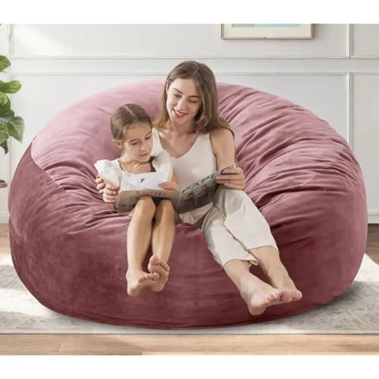 5 Large Memory Foam Filled Bean Bag Chairs for W/Filling,Ultra Soft Dutch Velvet Cover,Round Fluffy Lazy Sofa for Living Room