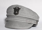 2025 New Navy Peaked Sailor Cap Men Women Summer Beret Hat Male Canvas Grey Eagle Belt Locomotive German Captain Casque
