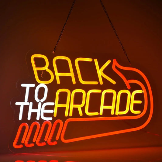 Back to The Arcade Neon Sign Retro Game Room Decor LED Wall Art for Gamers Home Bar Cafe Gaming Gift Idea Vintage 80s Style