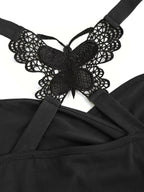 New European and American women's pleated suspenders butterfly lace cross vest in spring and summer of 2024 SS69