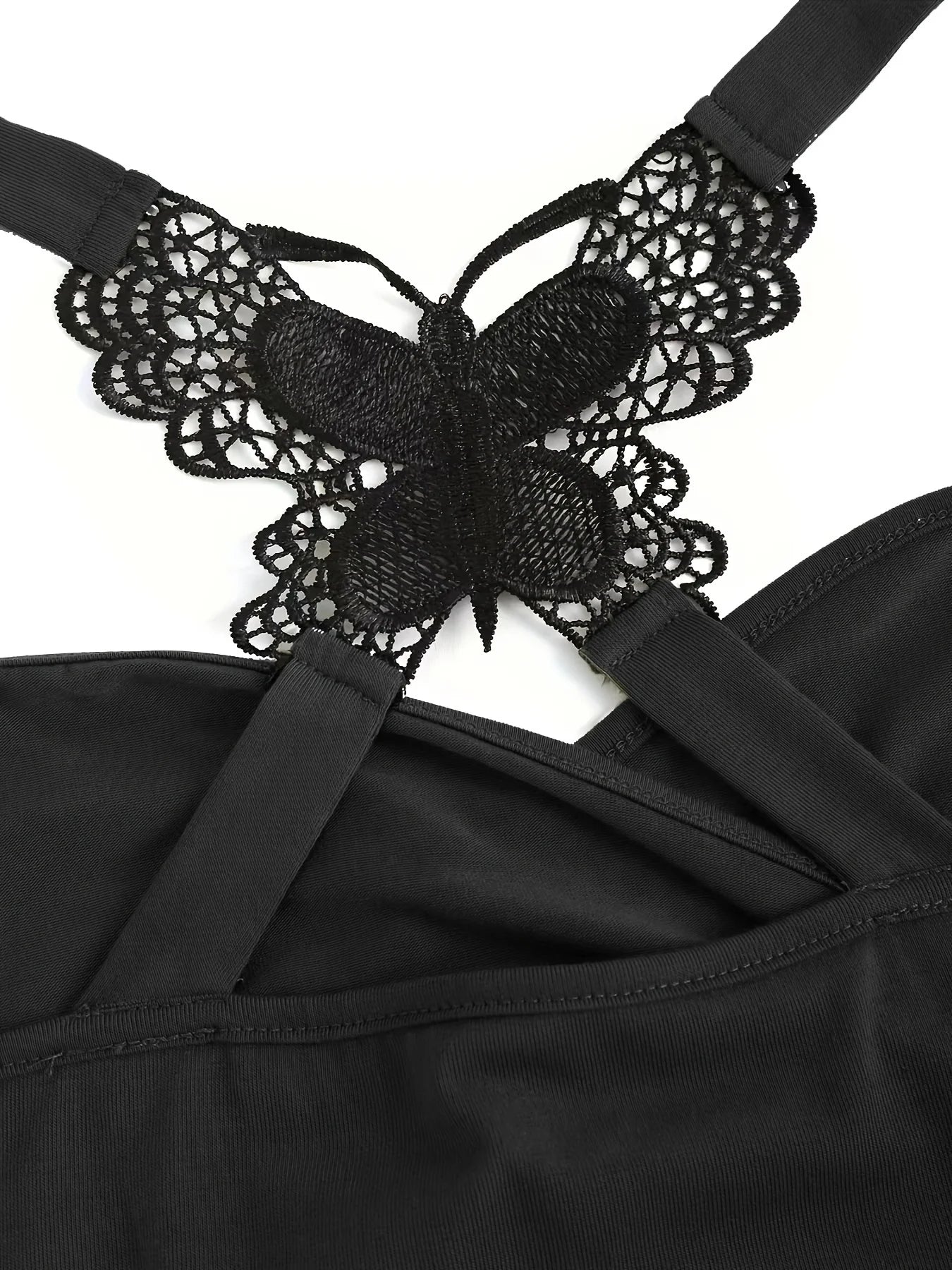 New European and American women's pleated suspenders butterfly lace cross vest in spring and summer of 2024 SS69