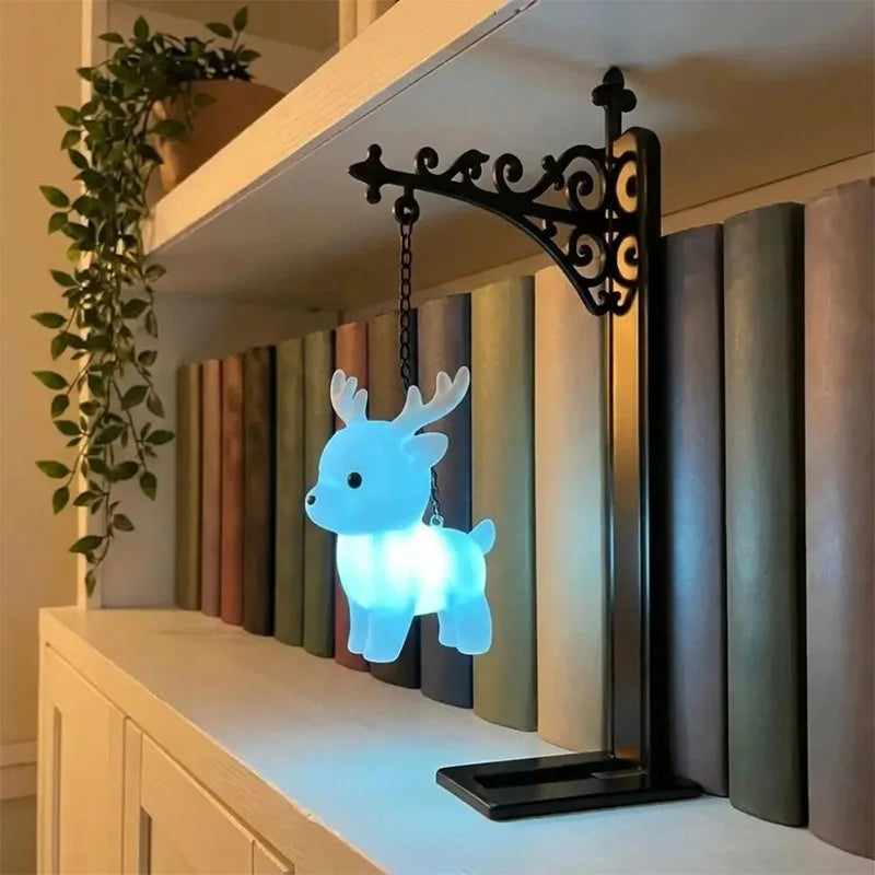 Novelty Hanging Animal Bookend Lamp Magic Owl Bird Metal Book End Stand With Glowing Hanging Ornament Light For Bookshelf Gift