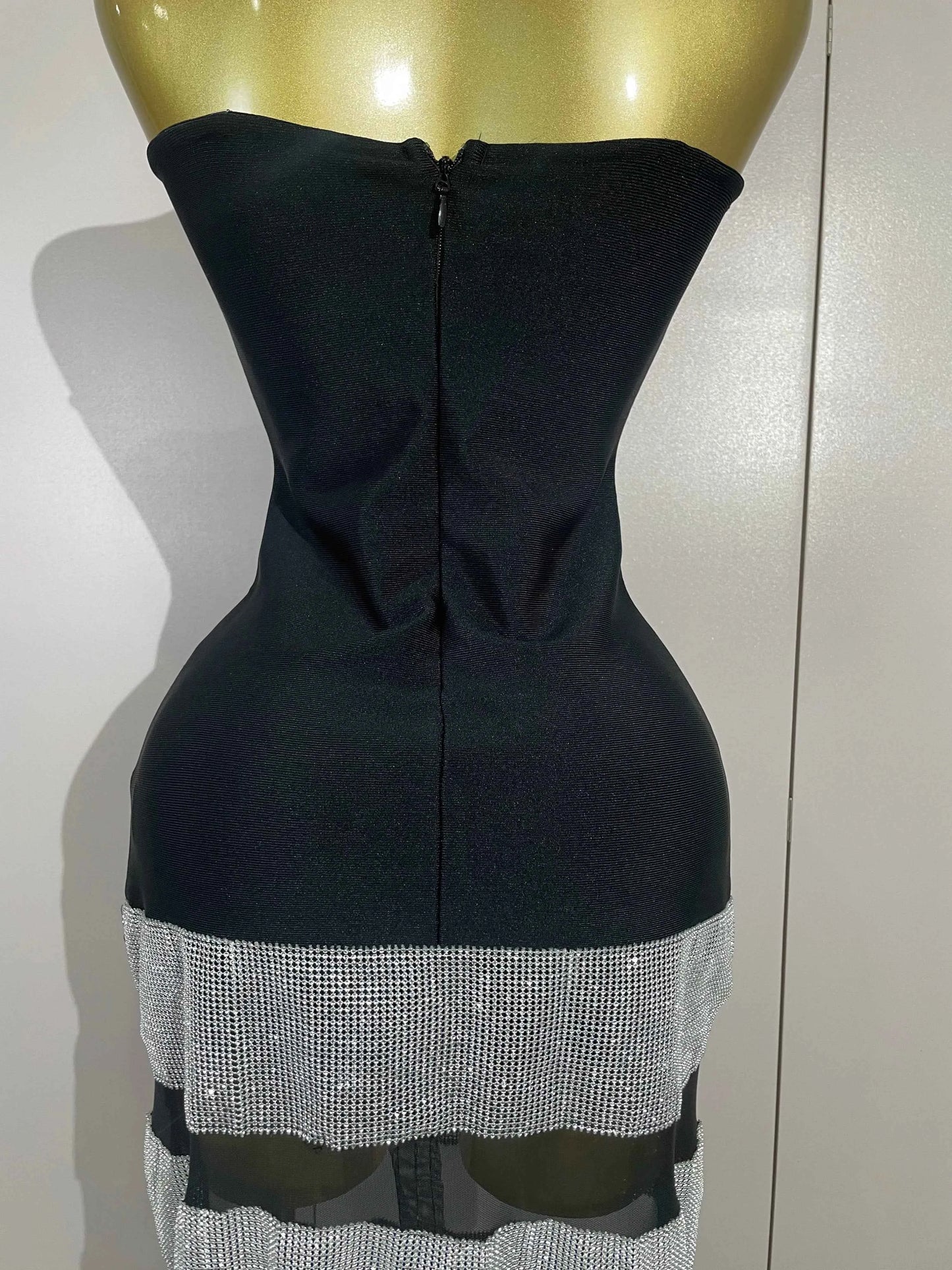 Elegangt Shiny Sexy Mesh Strapless Bodycon Long Bandage Dresses Women Club Birthday Evening Party Slim Celebrity Guest Dresses