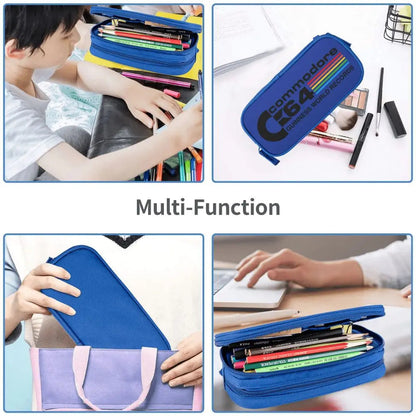Custom Kawaii Retro Commodore 64 Pencil Case for Girls Boys C64 Amiga Computer Large Capacity Pen Box Bag Stationery SS69